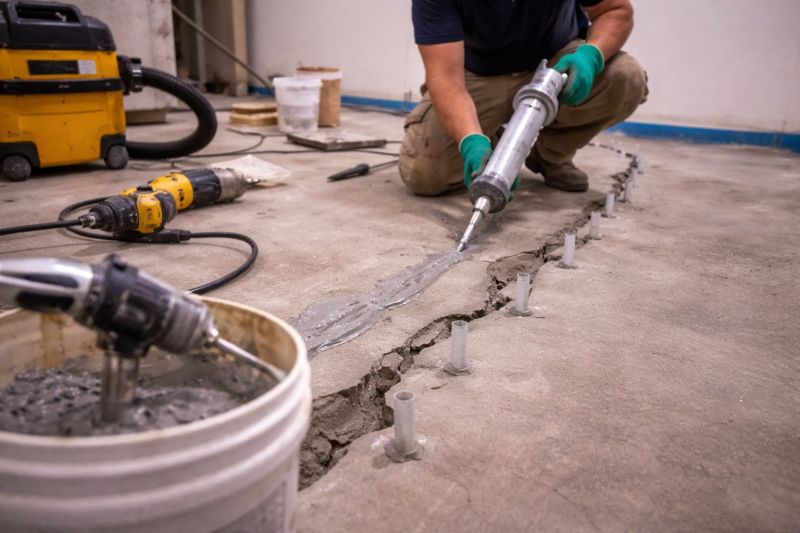 Cracked Basement Floor Repair in Germantown, MD