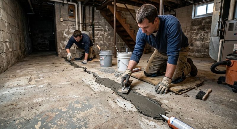 Cracked Basement Floor Repair in Germantown, MD